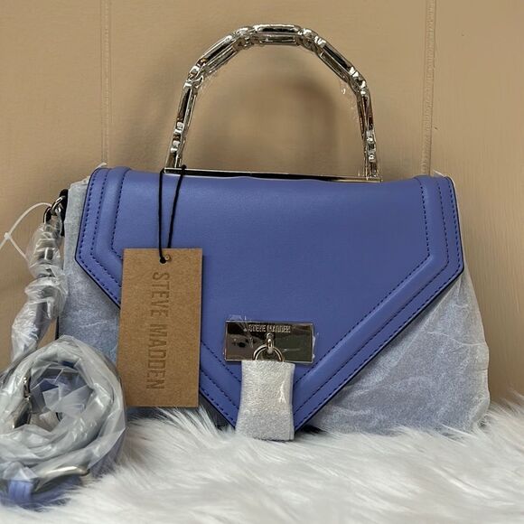 NWT Steve Madden (Ginevra) Lock/Satchel Crossbody - Purple - Picture 2 of 12